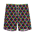 Black Mermaid Scales Pattern Print Men's Athletic Shorts