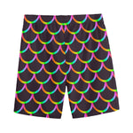 Black Mermaid Scales Pattern Print Men's Sports Shorts