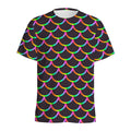 Black Mermaid Scales Pattern Print Men's Athletic T-Shirt
