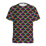 Black Mermaid Scales Pattern Print Men's Sports T-Shirt