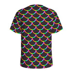 Black Mermaid Scales Pattern Print Men's Sports T-Shirt