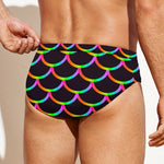 Black Mermaid Scales Pattern Print Men's Swim Briefs