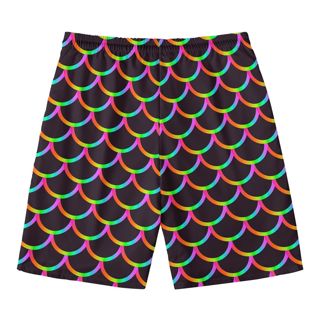 Black Mermaid Scales Pattern Print Men's Swim Trunks