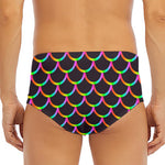 Black Mermaid Scales Pattern Print Men's Triangle Swim Briefs