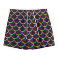 Black Mermaid Scales Pattern Print Mesh Shorts