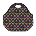 Black Mermaid Scales Pattern Print Neoprene Lunch Bag