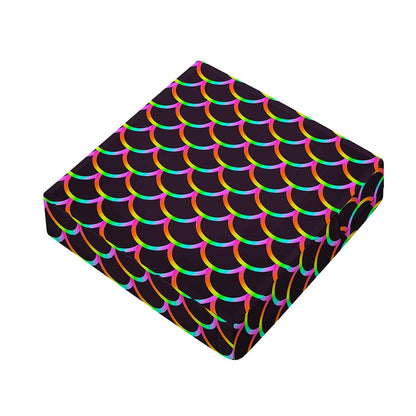 Black Mermaid Scales Pattern Print Outdoor Seat Cushion Cover