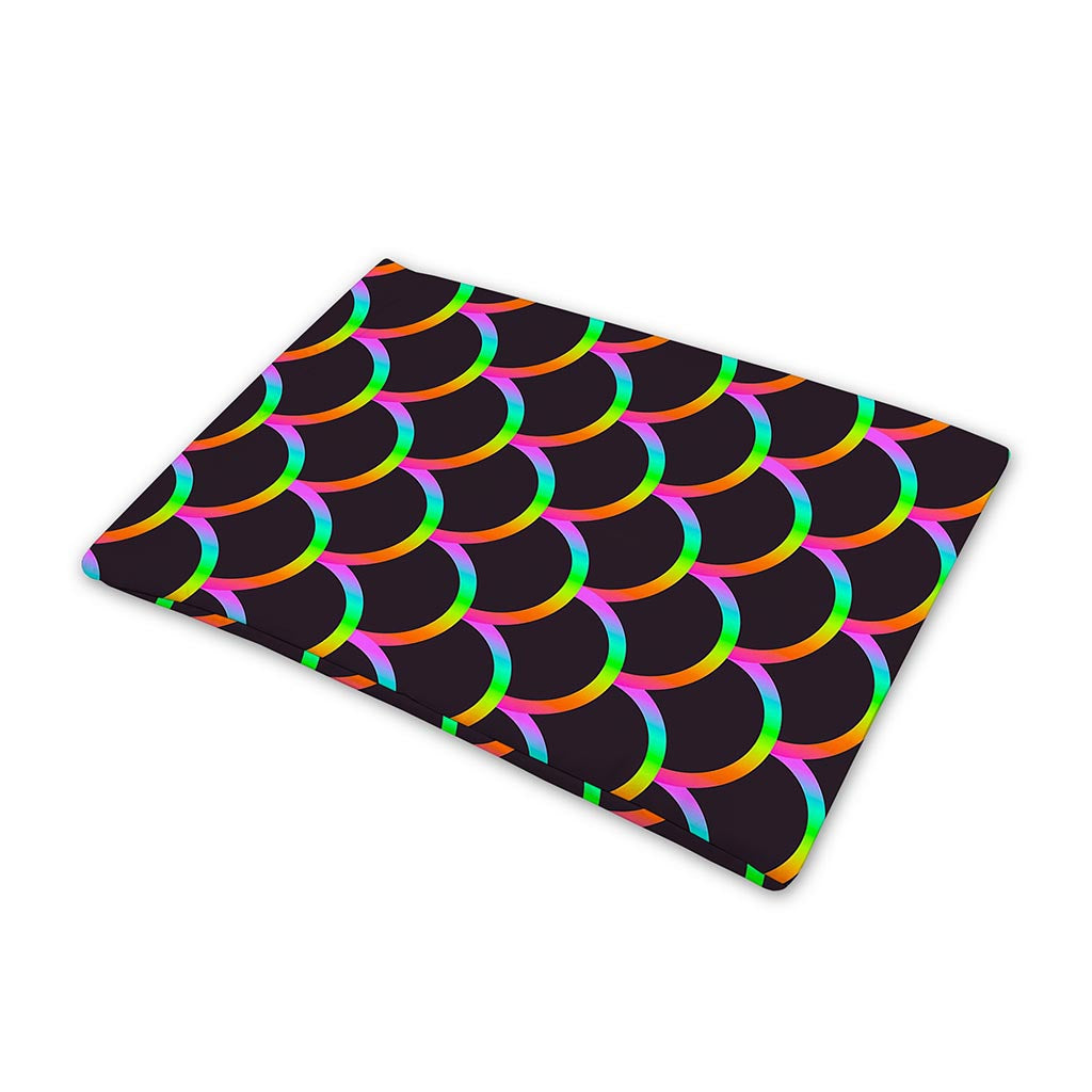 Black Mermaid Scales Pattern Print Pet Cooling Mat Cover