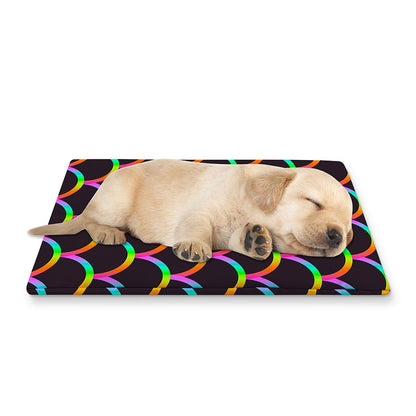 Black Mermaid Scales Pattern Print Pet Cooling Mat Cover