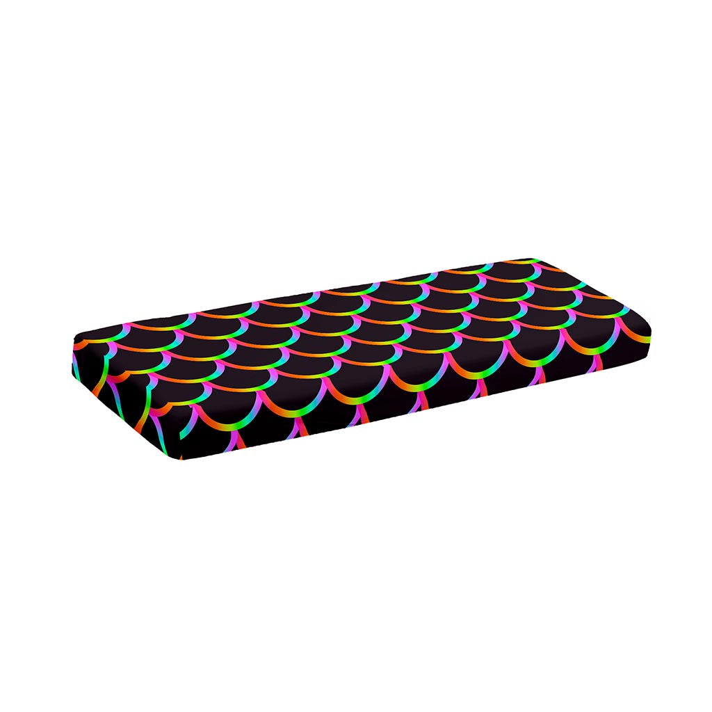 Black Mermaid Scales Pattern Print Piano Keyboard Cover
