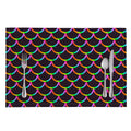 Black Mermaid Scales Pattern Print Placemat
