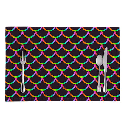 Black Mermaid Scales Pattern Print Placemat