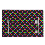 Black Mermaid Scales Pattern Print Placemat