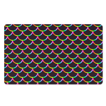 Black Mermaid Scales Pattern Print Polyester Doormat