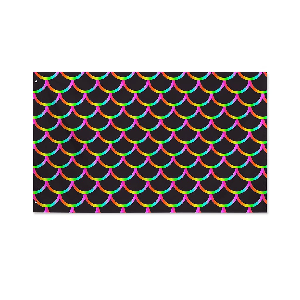 Black Mermaid Scales Pattern Print Polyester Flag