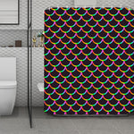 Black Mermaid Scales Pattern Print Polyester Shower Curtain