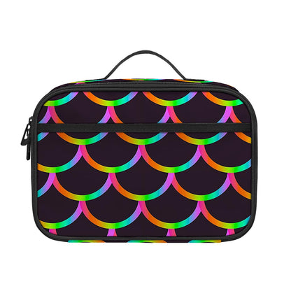 Black Mermaid Scales Pattern Print Portable Lunch Bag