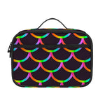 Black Mermaid Scales Pattern Print Portable Lunch Bag
