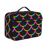 Black Mermaid Scales Pattern Print Portable Lunch Bag