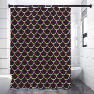 Black Mermaid Scales Pattern Print Premium Shower Curtain