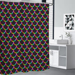 Black Mermaid Scales Pattern Print Premium Shower Curtain