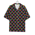 Black Mermaid Scales Pattern Print Rayon Hawaiian Shirt