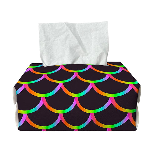 Black Mermaid Scales Pattern Print Rectangle Tissue Box Cover