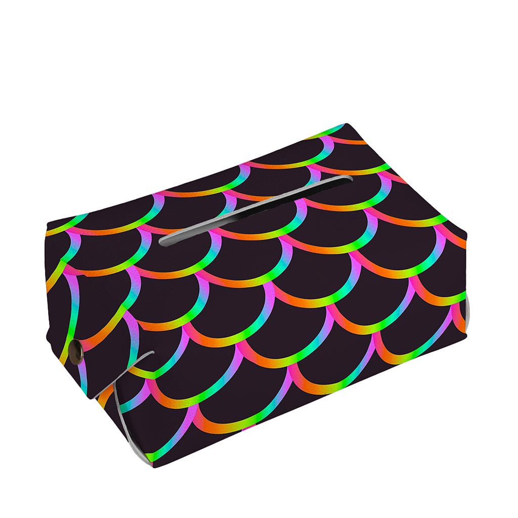 Black Mermaid Scales Pattern Print Rectangle Tissue Box Cover