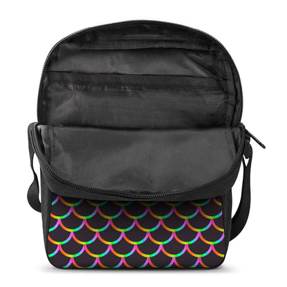 Black Mermaid Scales Pattern Print Rectangular Crossbody Bag