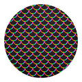 Black Mermaid Scales Pattern Print Round Blanket