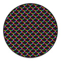 Black Mermaid Scales Pattern Print Round Floor Mat