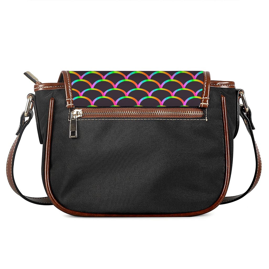 Black Mermaid Scales Pattern Print Saddle Bag
