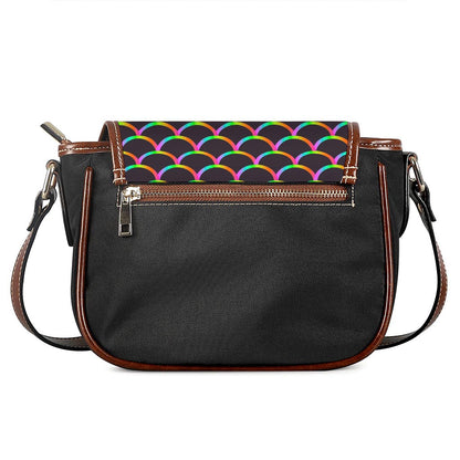 Black Mermaid Scales Pattern Print Saddle Bag