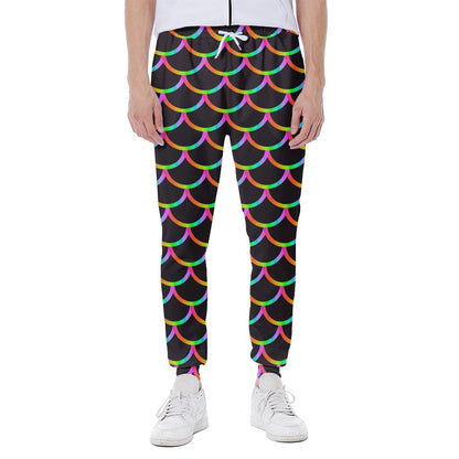 Black Mermaid Scales Pattern Print Scuba Joggers