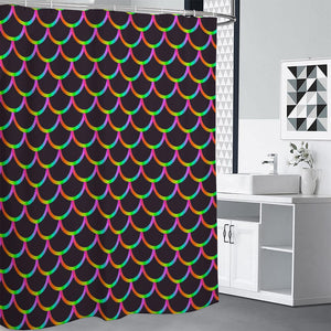 Black Mermaid Scales Pattern Print Shower Curtain