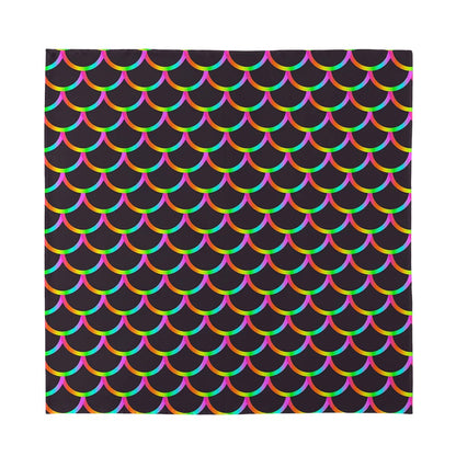 Black Mermaid Scales Pattern Print Silk Bandana