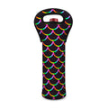 Black Mermaid Scales Pattern Print Single Neoprene Wine Tote