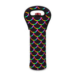 Black Mermaid Scales Pattern Print Single Neoprene Wine Tote