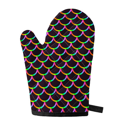 Black Mermaid Scales Pattern Print Single Oven Mitt