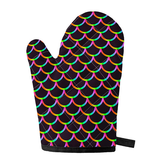 Black Mermaid Scales Pattern Print Single Oven Mitt