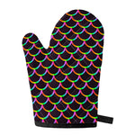 Black Mermaid Scales Pattern Print Single Oven Mitt