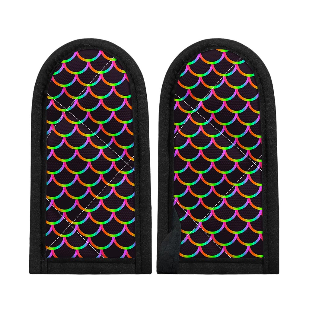 Black Mermaid Scales Pattern Print Skillet Handle Cover