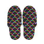 Black Mermaid Scales Pattern Print Slippers