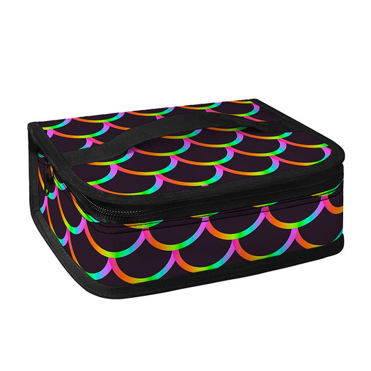 Black Mermaid Scales Pattern Print Small Lunch Bag