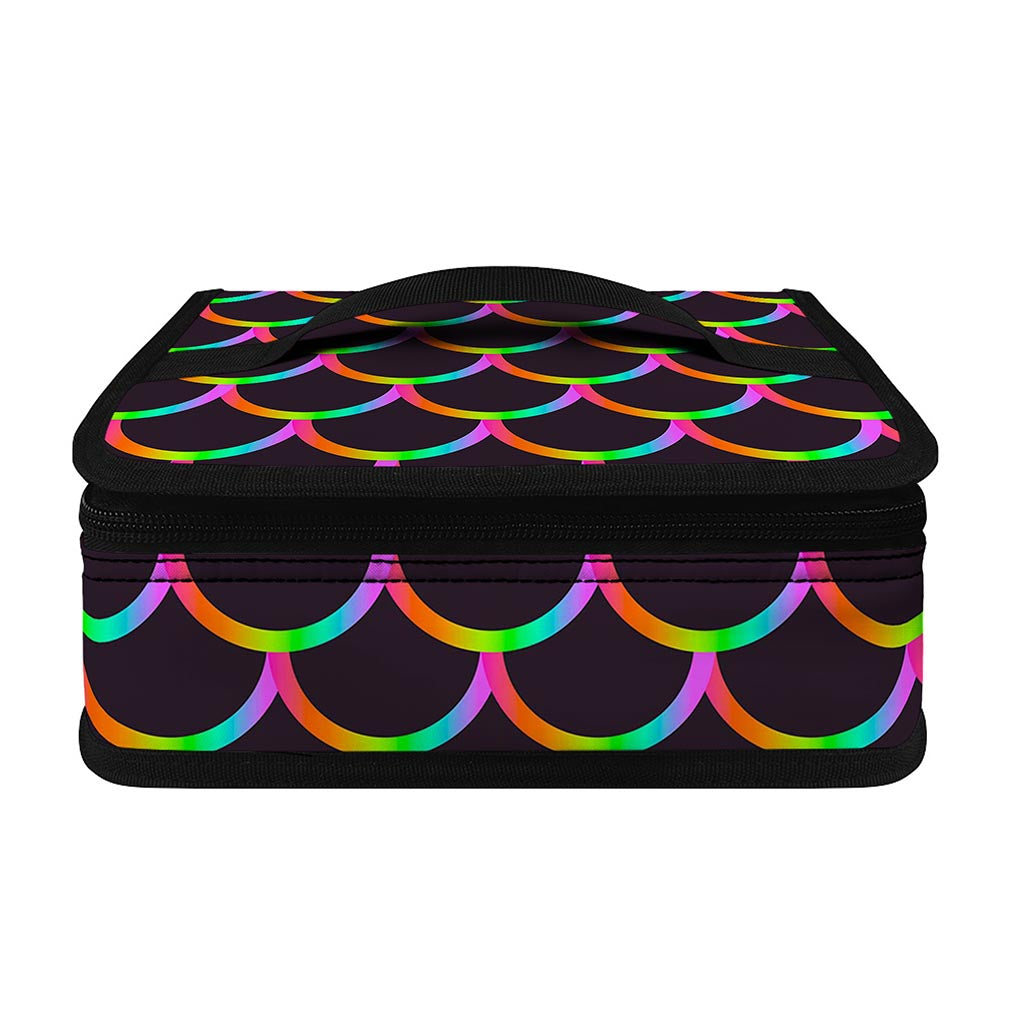 Black Mermaid Scales Pattern Print Small Lunch Bag