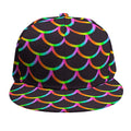 Black Mermaid Scales Pattern Print Snapback Cap