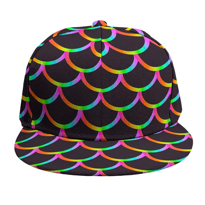 Black Mermaid Scales Pattern Print Snapback Cap