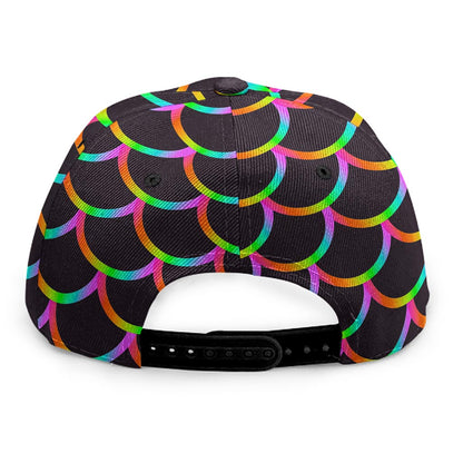 Black Mermaid Scales Pattern Print Snapback Cap