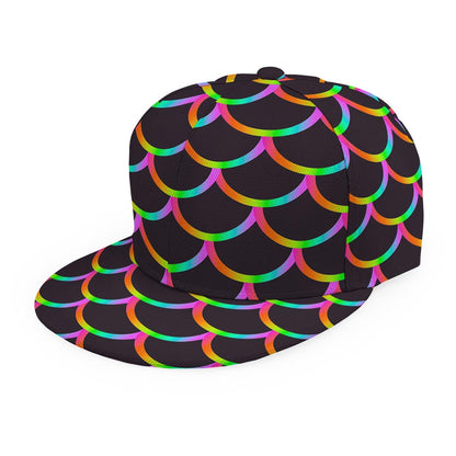 Black Mermaid Scales Pattern Print Snapback Cap