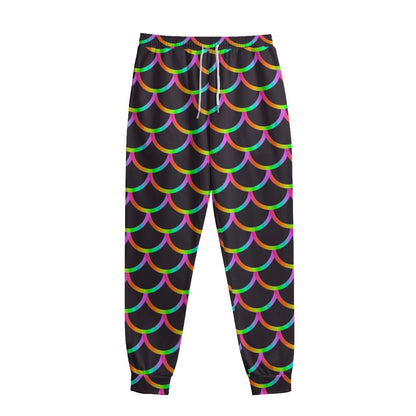 Black Mermaid Scales Pattern Print Sweatpants